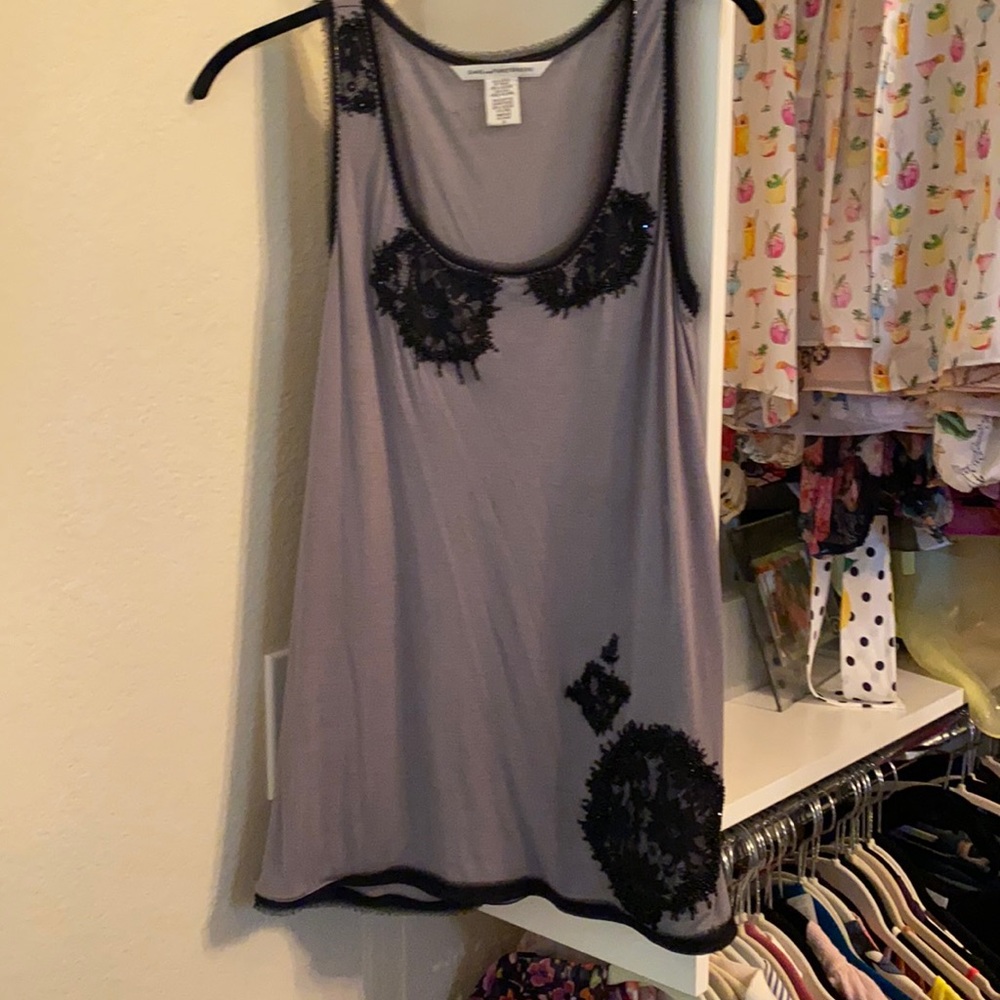 Hand beaded silk dvf tunic tank